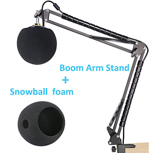 SUNMON Snowball Microphone Stand With Foam Windscreen & Furry Cover - Complete Mic Accessory Kit