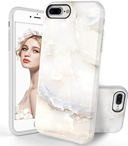 iPhone 7 Plus Case,iPhone 8 Plus Case BetonShop Ultra Slim Cute Pink Marble Case For Girls Women Glossy Back Anti-Scratches Resistant Cover For Apple iPhone 7 Plus/8 Plus (5.5 inch),White Marble