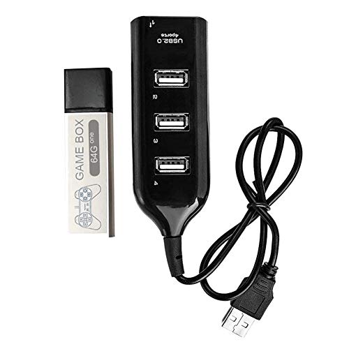 Mini Game Stick USB Flash Drives 64GB Game Memory Stick with 3Port Hub Mini Games Plug and Play Accessories Includes 5000 Games