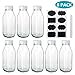 Encheng 17 oz Glass Bottle with Lids,Clear Milk Bottles with Plastic Caps,Vintage Drinking Bottles for Party,Kids Breakfast,Beverage Bottles for Storing Juice,Water with Chalkboard Labels,Pen,8 Pack