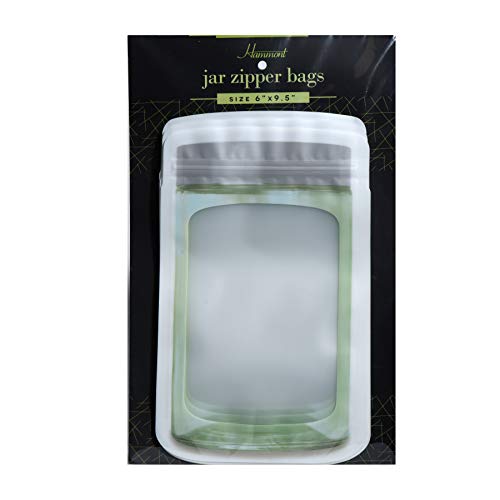 Jar Shape Airtight Seal Bag - Kitchen Organizer Food Storage Reusable and Leakproof Saver Bags - Pack of 10 seal bags (Silver, 5"x7.5") - Thumbnail 2