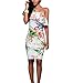 PRETTYGARDEN Women's One Off Shoulder Floral Printed Ruffle Chest Bodycon Midi Dress (Small, Style 2)