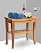 Bamboo Shower Bench Seat Wooden Spa Bath Deluxe Organizer Stool With Storage Shelf For Seating Chair Perfect For Indoor Or Outdoor - Plus Free Value Gift Including -One Year Warranty. By House Ur Home