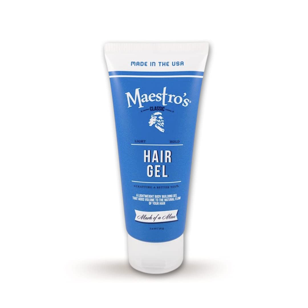 Maestro's Classic Hair Gel – Mark of a Man Blend | Medium Hold Men's Styling Gel | Flake-Free, Lightweight Formula for All Hair Types | Classic Grooming for Everyday Style, 3.4 oz