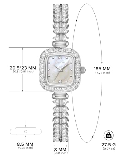 CIVO Women's Watch Small Analogue: Waterproof Rectangular Dial Wristwatches with Stainless Steel Silver Gold Strap – Elegant Gift for Women Anniversary Birthday Gift