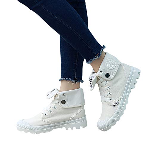Hots!!! Teresamoon Fashion Women's Flat Lace-UP High-top Military Ankle Casual Canvas Ladies Shoes - Thumbnail 2