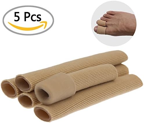 Toe Tubes - Zakaco 5 Pcs Fabric Sleeve Protectors with Gel Lining For Finger Toe Bunion Corn Callus,Small Size(0.5Inch Diameter)