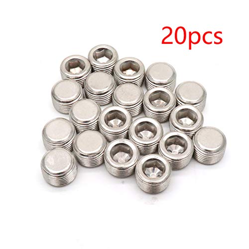 Sydien 20pcs G3/8 Male Thread Internal Hex Drive Countersunk Plug Stainless Steel Pipe fittings