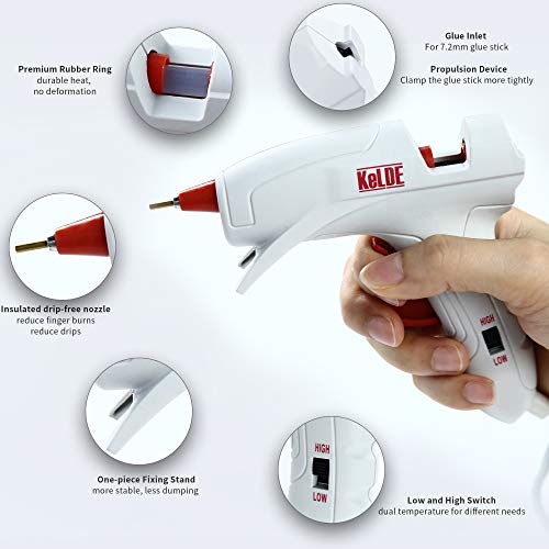 Dual Temperature Hot Glue Gun Kit, KeLDE UL Certified Mini Adjustable Melting Glue Gun with 30pcs Glue Sticks, Long Fine Tip for DIY Precision Projects, 20 Watts - Thumbnail 2