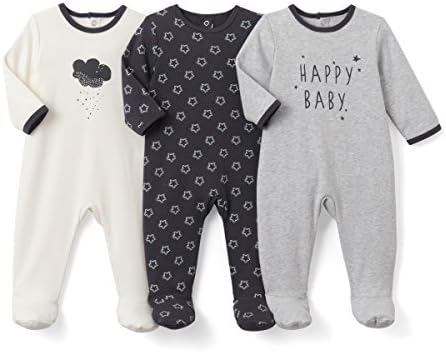 La Redoute Collections Pack Of 3 Printed Cotton Sleepsuits Birth-3 Years Grey Size 18 Months - 32 In.