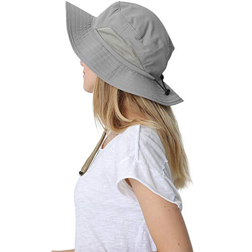 PULI Men's Outdoor Wide Brim Fishing Hat Grey