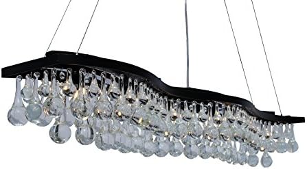 48 Inch Rectangular Double Curve Glass Drop Chandelier