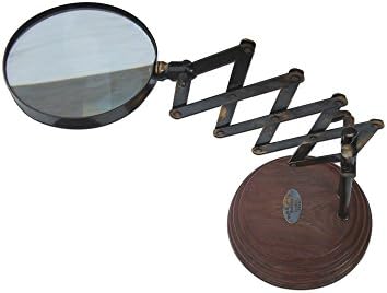 Nautical Hub Vintage Collection Stunning Extendable Antiquated Solid Brass Classic Desk Home Décor Zigzag Magnifying Glass