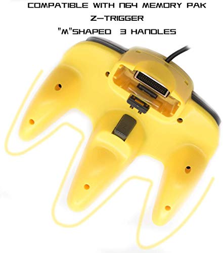 Wired Controller for Nintendo 64 N64 Console, Upgraded Joystick Classic Video Game Gamepad（Yellow and Blue,Pack of 2） - Thumbnail 2