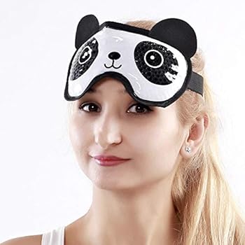Eye Cooling Mask Gel Bead Eye Mask Reusable Cute Eye Mask with Soft Plush, Frozen Sleep Mask Cold Therapy for Women and Men - Panda