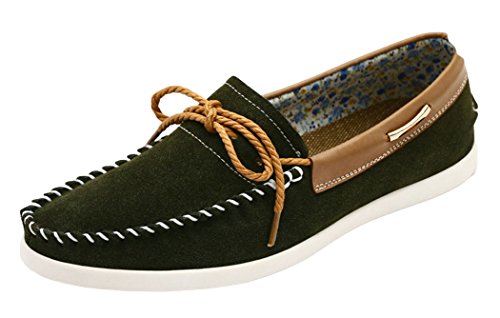Guqitianlun Mens Lace Up Suede Dunk Low Casual Moccasin Sneakers Shoes(7 D(M)US, Green)