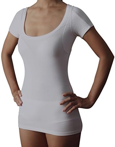 Sweatshield Sweat Proof Women's Undershirt: MicroModal Scoop Neck T Shirt, White