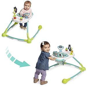Kolcraft Tiny Steps Too 2-in-1 Infant and Baby Activity Push Walker with Steel Base, Seated or Walk-Behind with wheels…