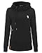 StyleDome Women's Cotton High Collar Hoodies Long Sleeve Sweatshirt Pullover Coat Black US 10