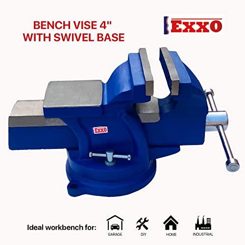 EXXO TOOLS 4 Inch Bench Vise 4" Bench Vise 360 Degree Swivel with