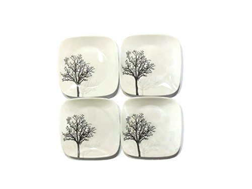 Corelle Dinnerware Dessert Plates Set, Square Timber Shadows 6.5â€ perfect size for dessert, (Set of 4)