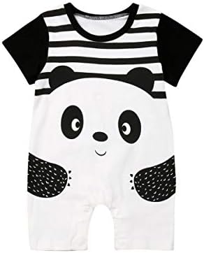 Baby Boy Girl One Piece Outfits,Cute Panda Strips Short Sleeve Romper Bodysuit Summer Clothes Sunsuit