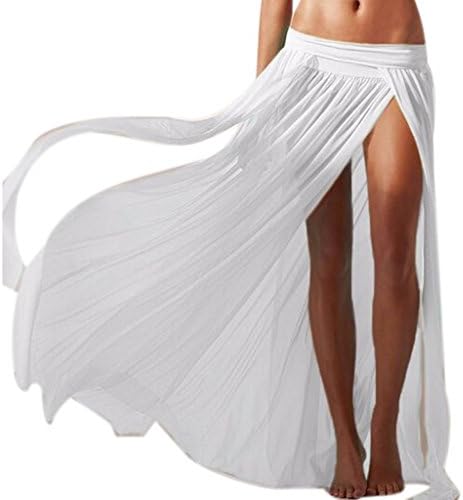 FancyStar Women's Beach Bikini Bottom Cover Up Long Skirt Split Maxi Skirt White