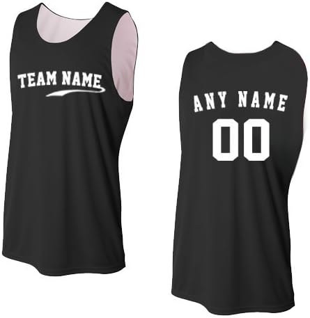 Black/White Adult 3X CUSTOM (Front and/or Back) Reversible Sleeveless Wicking Tank Sports Jersey Top