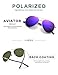 LUENX Aviator Sunglasses for Women Mens Polarized Driving Sun Glasses Mirror Purple Lens Silver Metal Frame 60mm