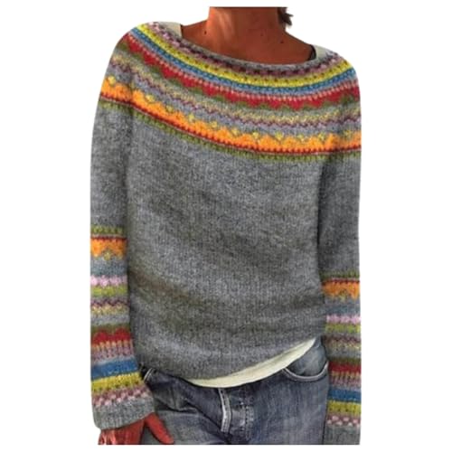 Christmas Jumper 2025, Knitted Fairisle Jumper for Women UK Oversized Wool Christmas Jumpers Fall Sweaters Ladies Sweatshirts Fleece Winter Xmas Tops
