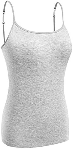 KEALLI Women's Sports Camisole Built-in Bra Adjustable Spaghetti Strap Tank Top Padded Cami Tanks