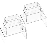 Blulu 6 Pieces Acrylic Display Riser, Acrylic Jewelry Display Stand, Shelf Showcase Fixtures, 7.9 x 4.7 x 4 Inch, 6 x 3.2 x 3 Inch, 4.7 x 2.4 x 2 Inch (Clear)