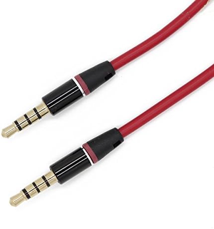 Sontue 3.5mm Extended Aux Cord 4 Poles Aux Cable (1ft/30cm) Premium Auxiliary Audio Cable for Car / Home Stereos, Any Audio Devices Fit 3.5mm Aux Port - Red Color