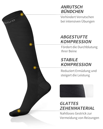CAMBIVO Compression Stockings for Men and Women, 2 Pairs, Compression Socks, Support Stockings for Running, Sports, Flights, Travel, Cycling