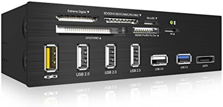 upHere All-in-1 Memory Card Reader and Hub with Fast Charging Port for 5.25" Pc Front Bay