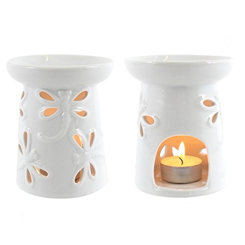 Jones Home and Gift Dragonfly Oil Burner - white glazed,