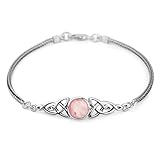 Chuvora 925 Sterling Silver Genuine Gemstone Celtic Trinity Knot Triquetra Triskelion Trikele Bracelet 8