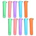 Cosmos 10-Piece Pink/Light Blue/Violet/Green/Orange Food Safe Silicone Ice Pop Maker Molds Set with Cosmos Fastening Strap
