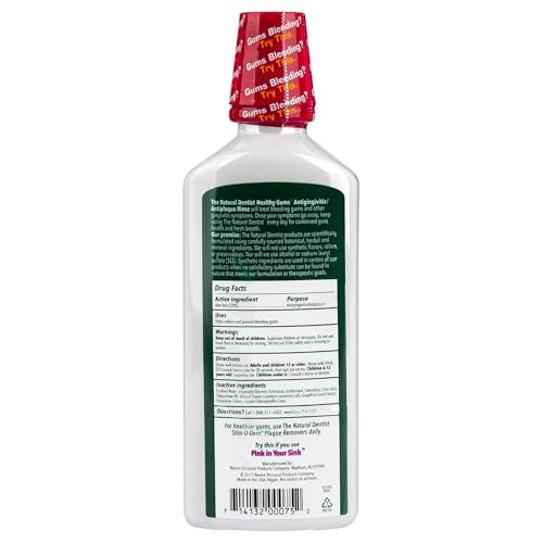 THE NATURAL DENTIST PEPPERMINT TWIST MOUTHWASH, NO ALCOHOL & NO FLUORIDE, PLANT-BASED DAILY RINSE THAT REFRESHES & COMFORTS THE MOUTH, 16.9 FL OZ