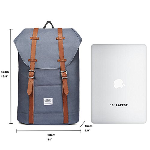 Laptop Outdoor Backpack, Travel Hiking& Camping Rucksack Pack, Casual Large College School Daypack, Shoulder Book Bags Back Fits 15" Laptop & Tablets by Kaukko (P61GREY)