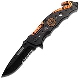 Folding Knife, Black Half-Serrated Blade