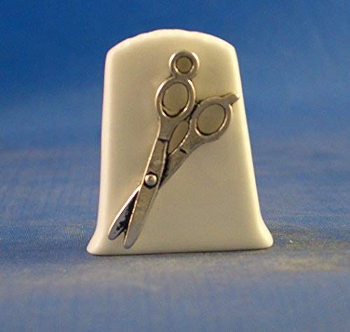 Porcelain China Collectable Thimble -- Antique Silver Scissors with Free Gift Box