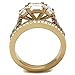 FlameReflection Rose Gold IP Women Wedding Ring Set Three Stone Stainless Steel Emerald Cut Cubic Zirconia Size 5-10 SPJ