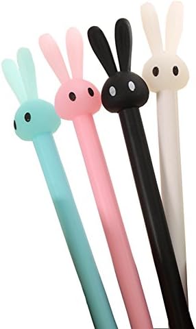 Goldnuo 4 Pack 0.5mm Black Refill Cartoon Gel Ink Pen Rabbit Modeling Signature Pens (Multi)