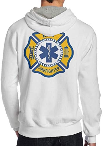 Men's Pullover Casual Long Sleeve Hoodie Sweatshirts EMT Firefighter Maltese Cross Decal Printed Hooded Sweatshirt