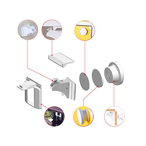 Child Safety Magnetic Cabinet Locks,TUSUNNY Baby Proofing Lock Kits Baby Latches for Kitchen Cabinet Drawer Cupboard,Adhesive Magnet Drawers Locks No Tool or Drill Needed(12 Locks + 2 Keys) (12Pack) - Thumbnail 2