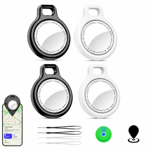 Air Tracker Tag-4 Pack, Key Finder Locator with Sound, Smart Tag for Apple Find My (iOS Only), Replaceable Battery, Bluetooth Tracker for car, Wallet, Luggage, Dog Collar