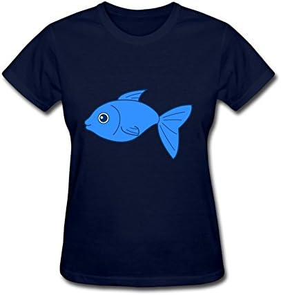 Lastheart Women's Happy Blue Fish Short Sleeve T-Shirt