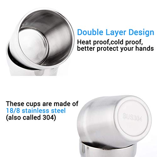 ATREASURE Set of 8 Stainless Steel 18/8 Cups Double Wall Double Walled Coffee Tumbler Kids Drinking Cups Dishwasher Safe 10 oz