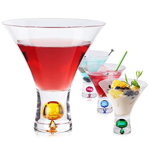 Martini Glasses Set of 4 Stemless Margarita Glasses 6oz Colored